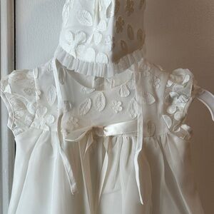 Elegant beige Baby Christening Dress with Bonnet